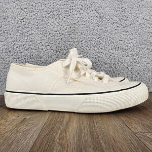 Superga Women's Size 7.5 Cream Canvas Low Top‎ Lace Up Platform Sneakers Shoes